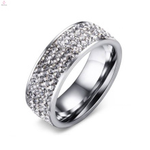 Nuevos anillos pavimentados de circón de cristal blanco de acero inoxidable